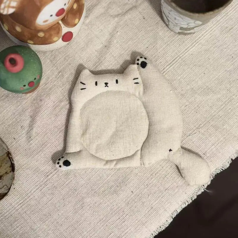 Cute Cat Fabric Coaster – Heat Insulating Table Mat & Décor