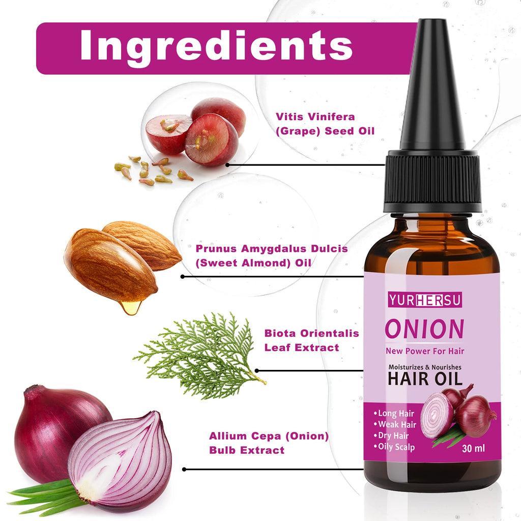 YURHERSU Onion Hair Oil – Pure Natural Hair Growth Treatment Hair Growth Oil Oasis Select