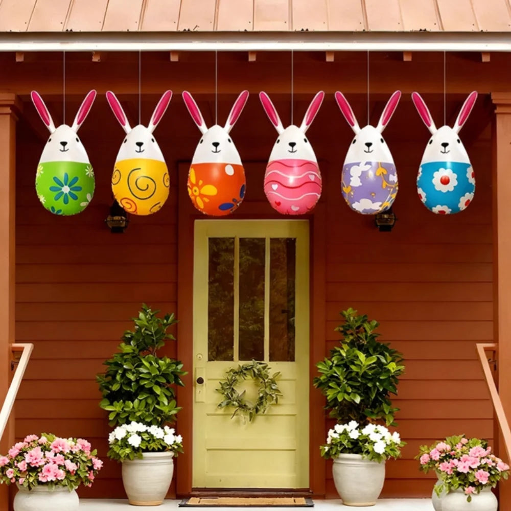 Inflatable Colorful Rabbit Egg Christmas Easter Toys Home Garden Decorations Accessories for Festival Party Outdoor Sport Toy Oasis Select