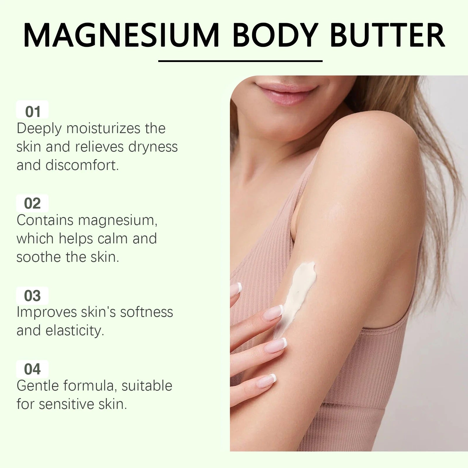 Shea Butter Body Lotion Moisturizing Magnesium Body Butter Nourishing Skin Soft Smooth Soothes Muscles Body Skincare Cream Oasis Select