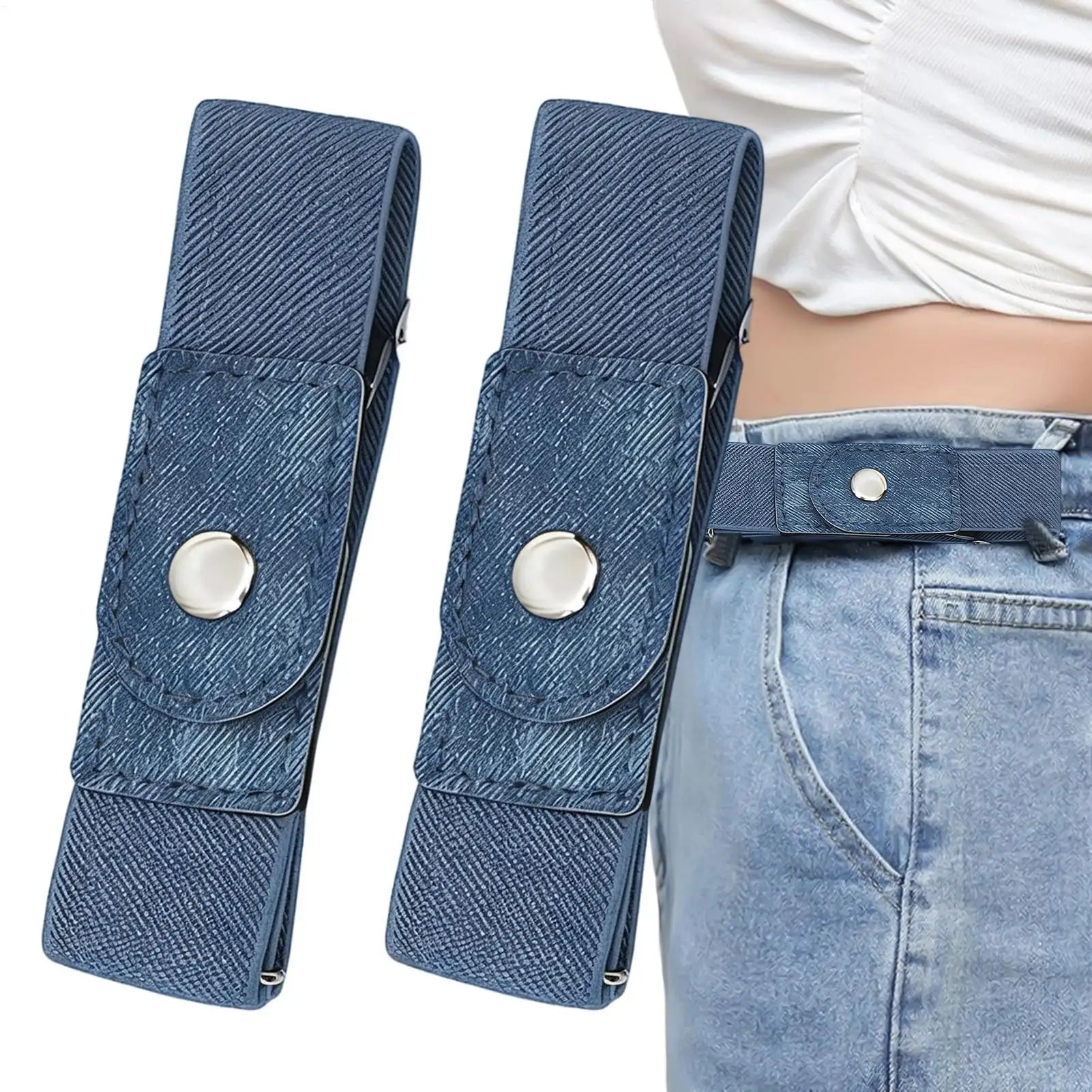No Buckle Belt Women 1 Pair Elastic Adjustable Strap Buckleless Belt No Buckle Elastic Belt for Women Men Unisex Stretch Belt Oasis Select