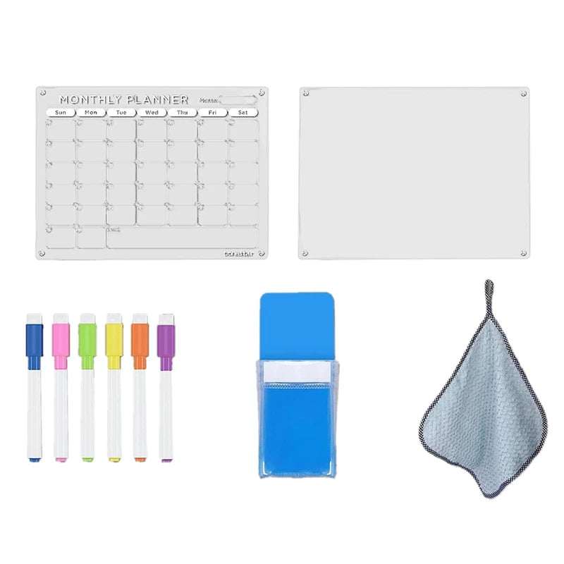 1Set Magnetic Acrylic Calendar For Fridge Clear Fridge Calendar And Memo Magnetic Planning Boards Set Colorful Oasis Select