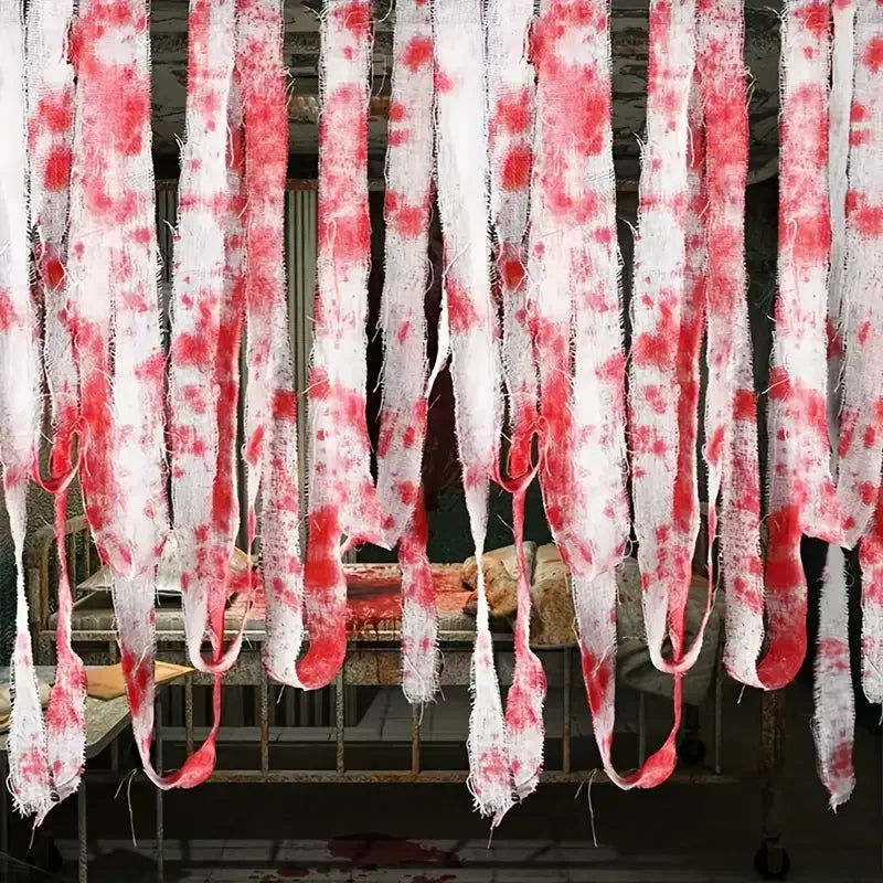 Halloween Blood-Stained Gauze & Warning Tape Decoration Set