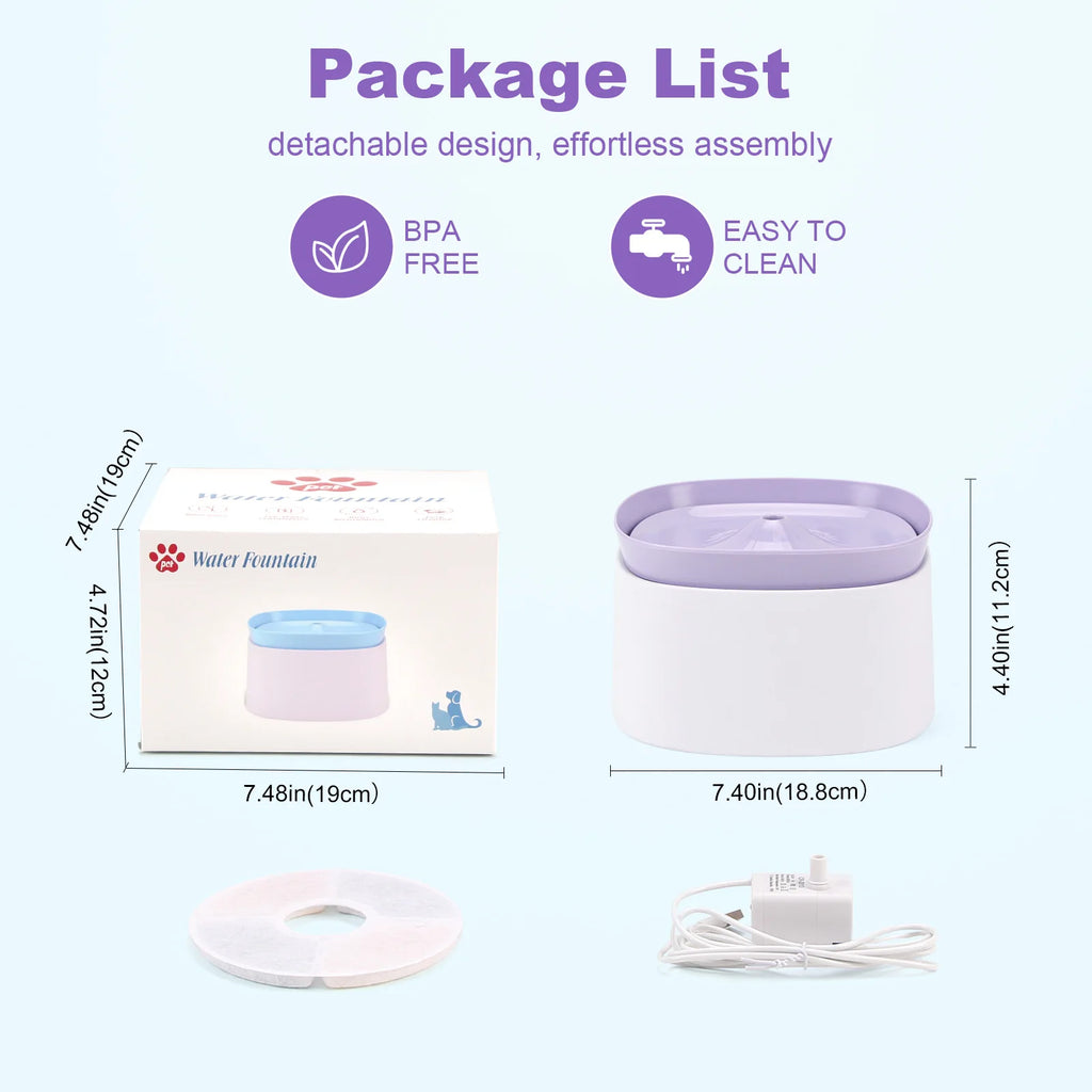 Pet Supplies, Toys, Kittens, Puppies, Water Dispenser with Filter, Automatic Circulation, Silent Water Dispenser, 1L Oasis Select 28002D purple