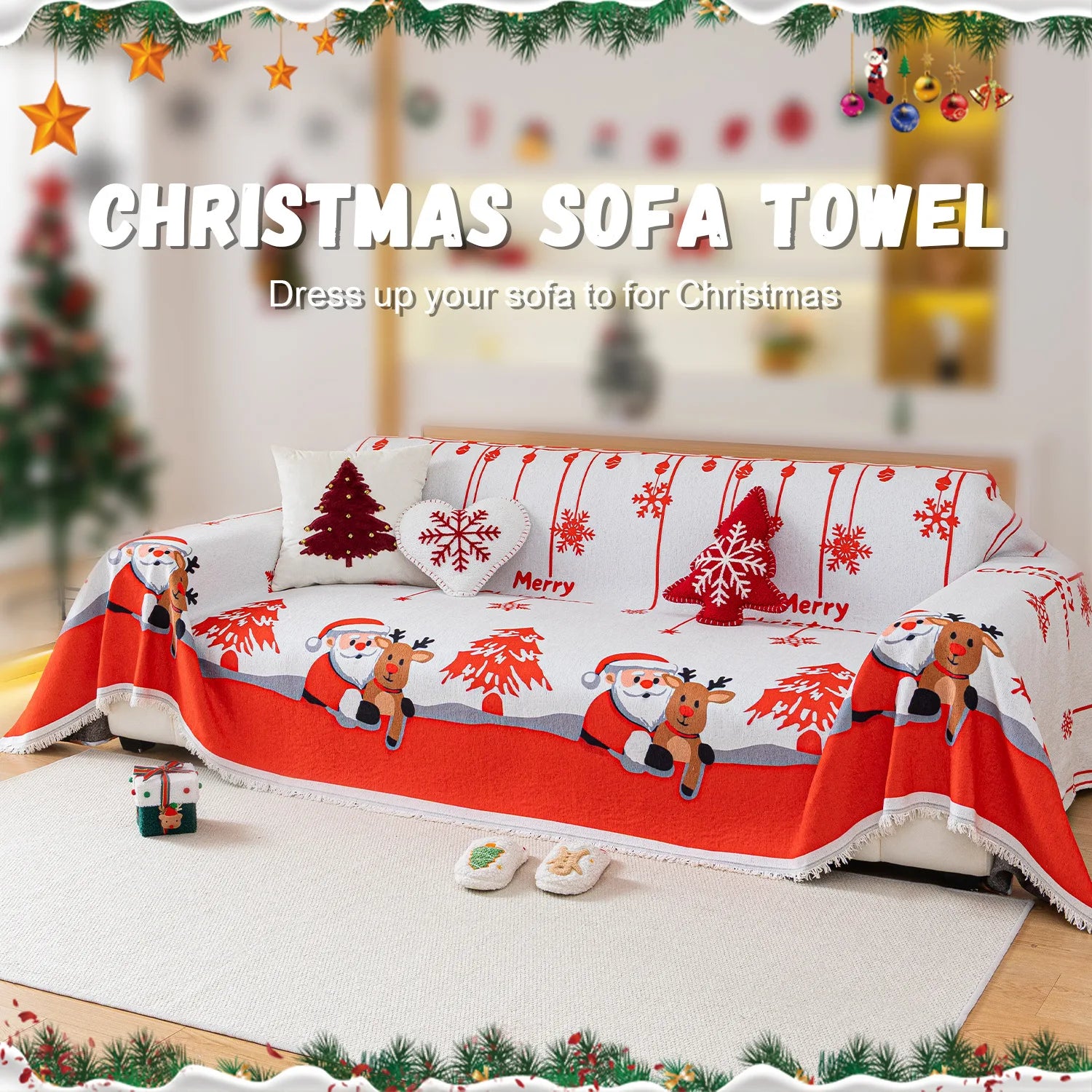 2025 New One-piece Christmas-themed Sofa Cover Blanket for The Living Room Sofa Covers Couch Covers for Sofas Oasis Select