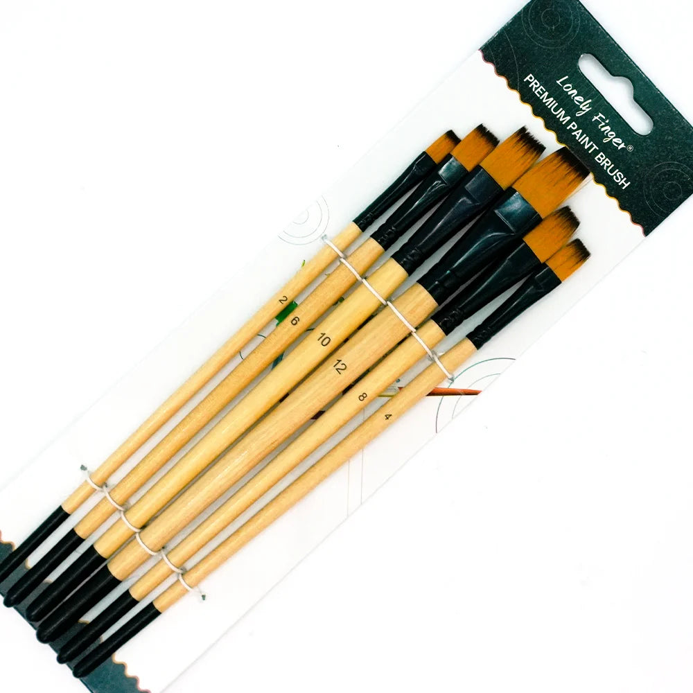 Paint Brushes Set - 6/24pcs Paint Brushes, Art Painting for Acrylic Watercolor Gouache Oil & Face Painting, Models, Figurine and Oasis Select 6 Wood Flat
