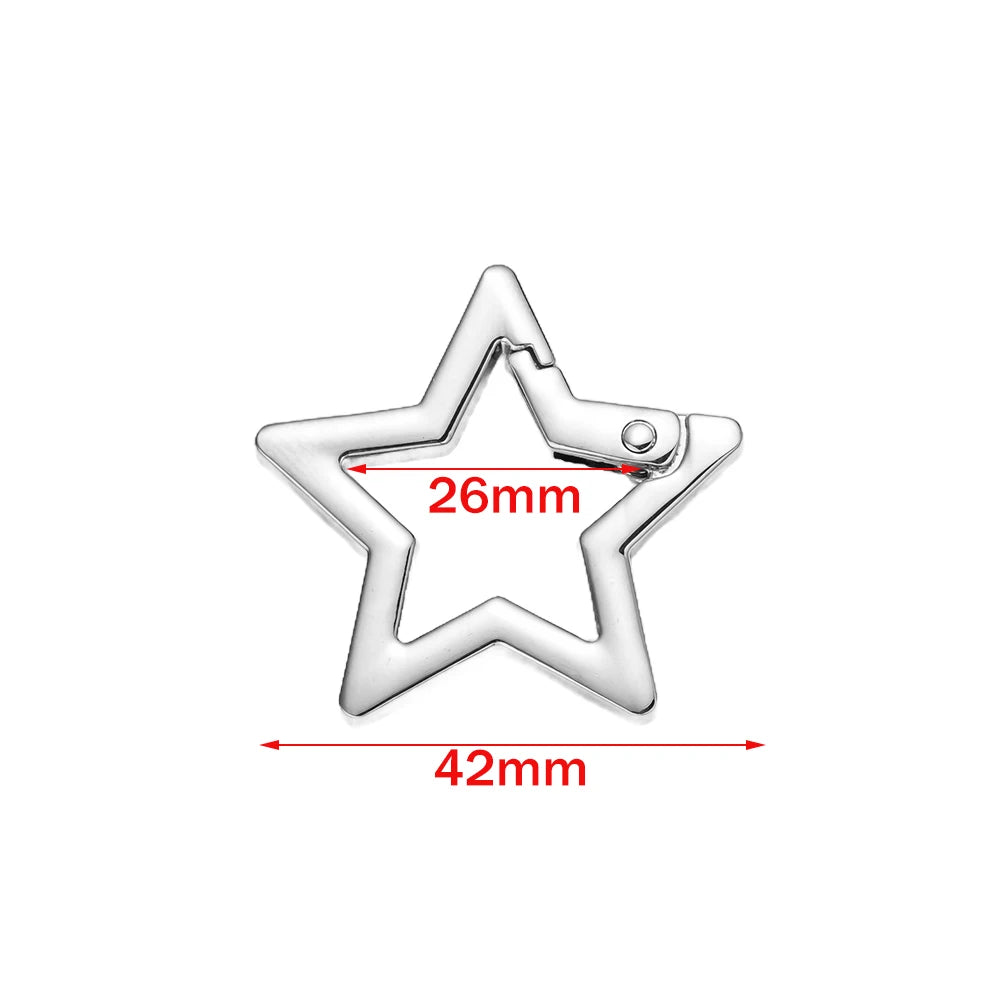 5pcs Star Small Carabiners Clips Metal Trigger Spring Rings Snap Hooks DIY Charms Accessory for Keychains Bag Purse Craft Making Oasis Select A silver 42mm