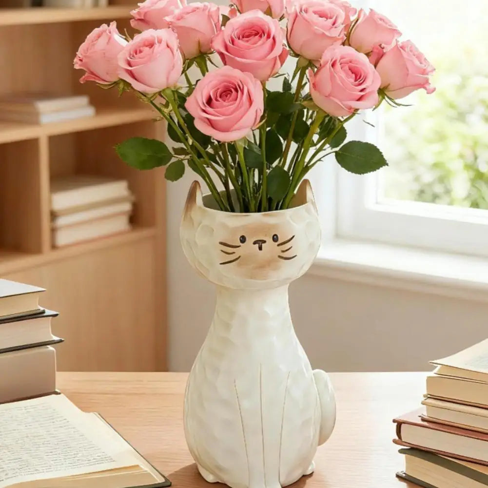 1Pc Cartoon Standing Cat Flower Pot Resin Succulent Planter Creative Tabletop Ornament Home Living Room Desktop Plant Pot Decor Oasis Select