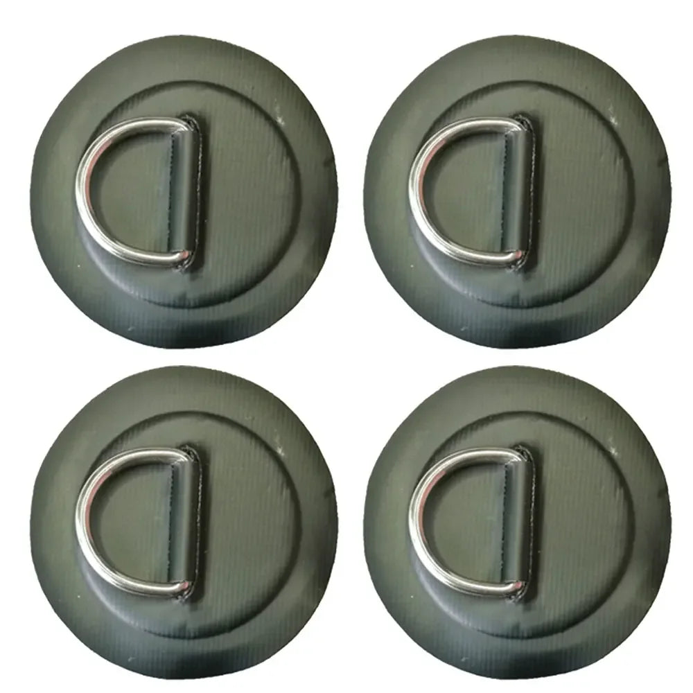 Surfboard Dinghy Boat PVC Patch With Stainless Steel D Ring Deck Rigging Sup Round Ring Pad 5M Elastic Bungee Rope Kit Oasis Select 4 Black