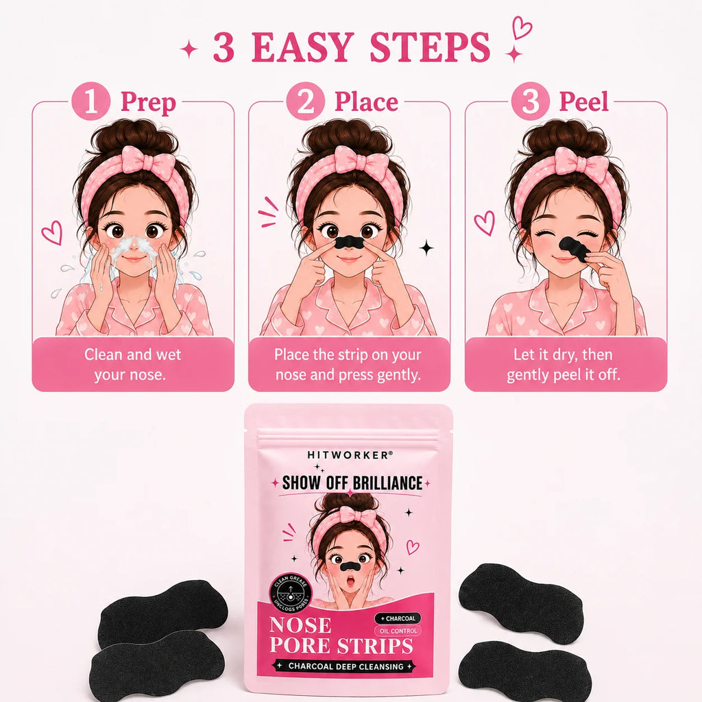 30Pcs Charcoal Nose Care Strips, Soft Fit Skin Routine Patch Set, Easy Home Use, Fresh Look, Travel Friendly Oasis Select