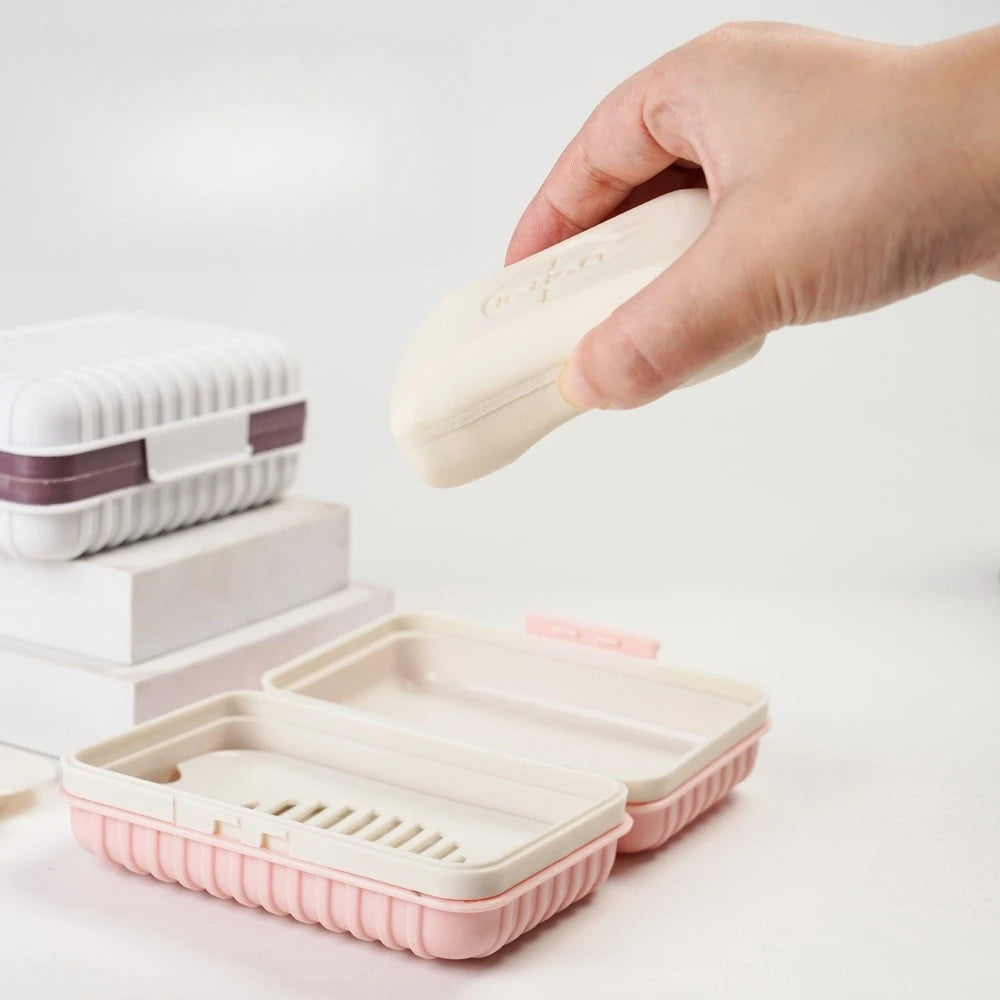 Compact Soap Dish with Lid Keeps Dry for Bathroom Travel Home Essentials Soap Holder Tray Bathroom Accessory Container Oasis Select