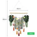 Boho Forest Leaf Wall Tapestry | Handwoven Cotton Wall Hanging