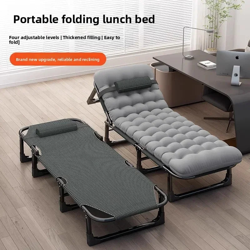Folding bed single household simple lunch break office adult march outdoor small bed escort recliner sturdy and durable Oasis Select