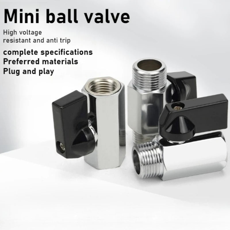 Mini Polished Copper Ball Valve PT1/8, 1/4, 3/8, 1/2 Switch Water Pipe, Gas and Electrical Dual Inside and Outside Oasis Select
