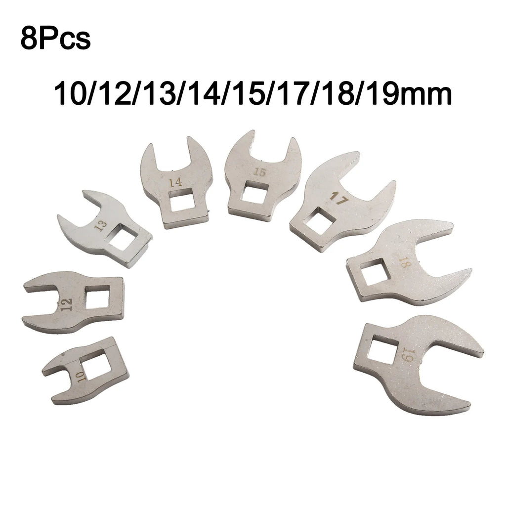 8Pcs 3/8In Drive Crowfoot Wrench 10 To 19mm Metric Foot Open End Spanner Metric Hardware Tool Wrench Oasis Select 8pcs