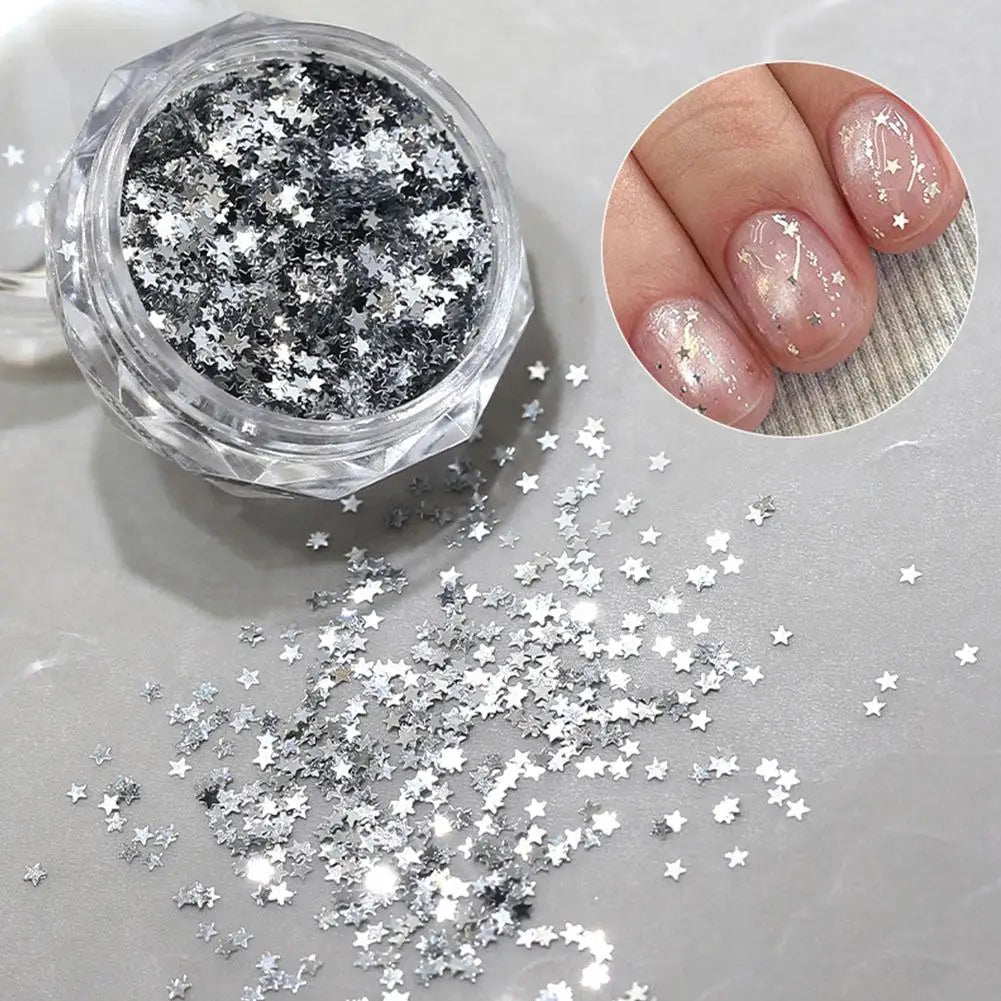 Silver Glitter for Nails Design Shiny Nail Glitter Flakes Sparkling Silver Nail Sequins Starlight Sequins Glitters Nails Charms Oasis Select