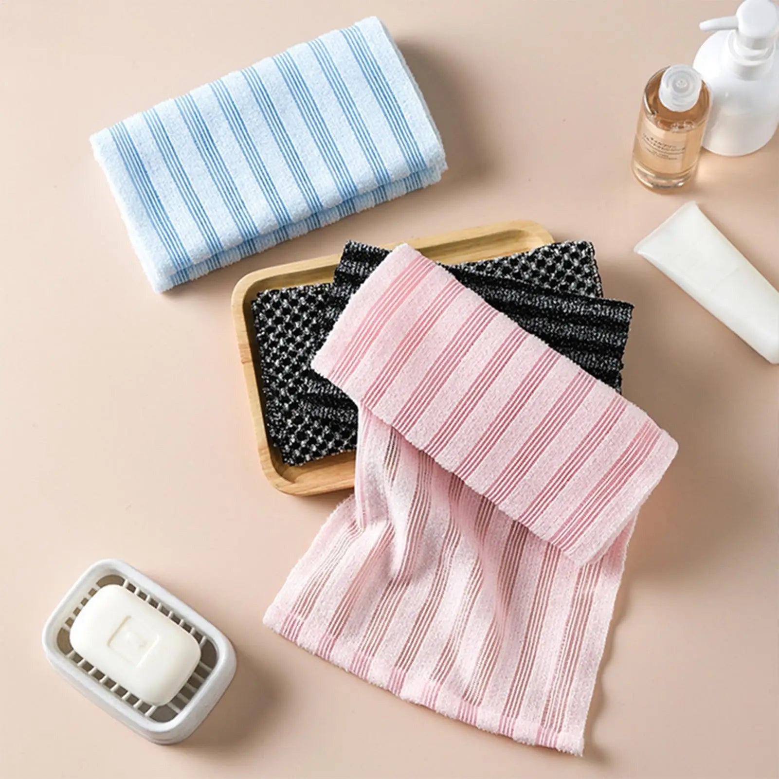 Exfoliating Body Scrubber Back Scrubber for Shower Bath body Scrub Wash Cloth Exfoliating Washcloth Towel Body Cleaning Tool Oasis Select