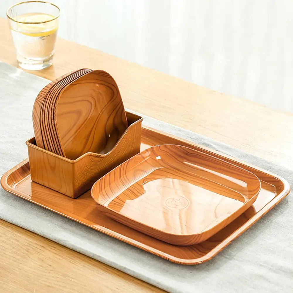 Japanese Wood Grain Square Plate 15cm – PP Dinnerware