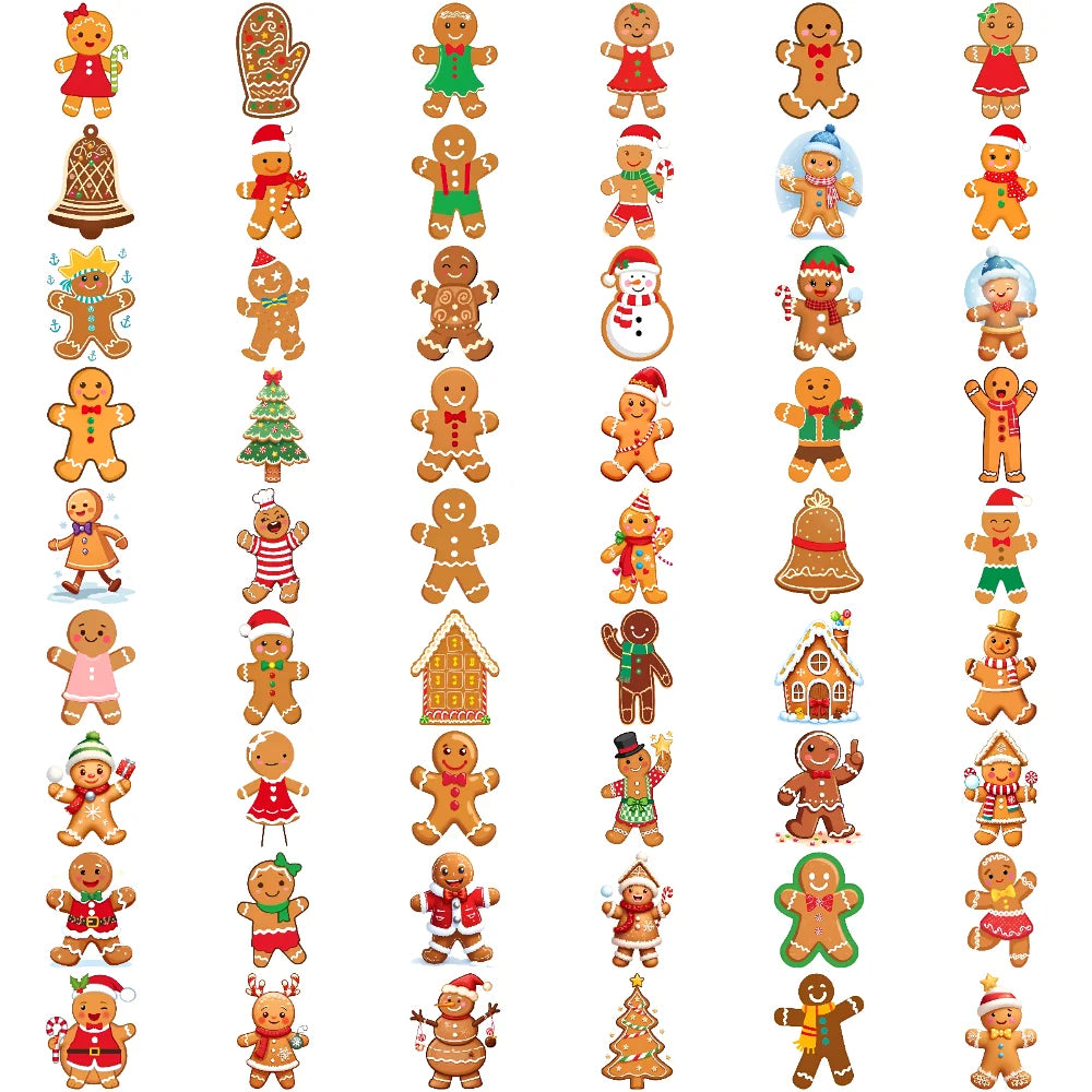 54pcs Christmas Gingerbread Temporary Tattoo Stickers
