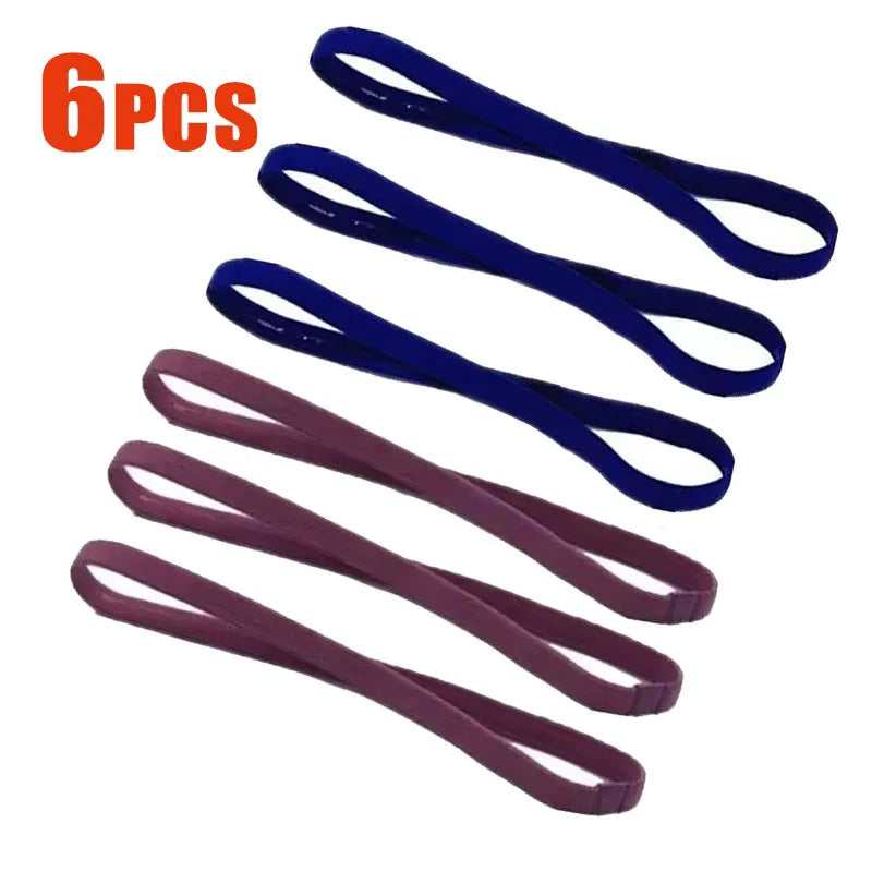 6/3Pieces Solid Thick Non-Slip Elastic Sports Outdoor Headbands Hair Headbands Exercise Hair Bands Sweatbands for Women for Men Oasis Select 6pcs Mix