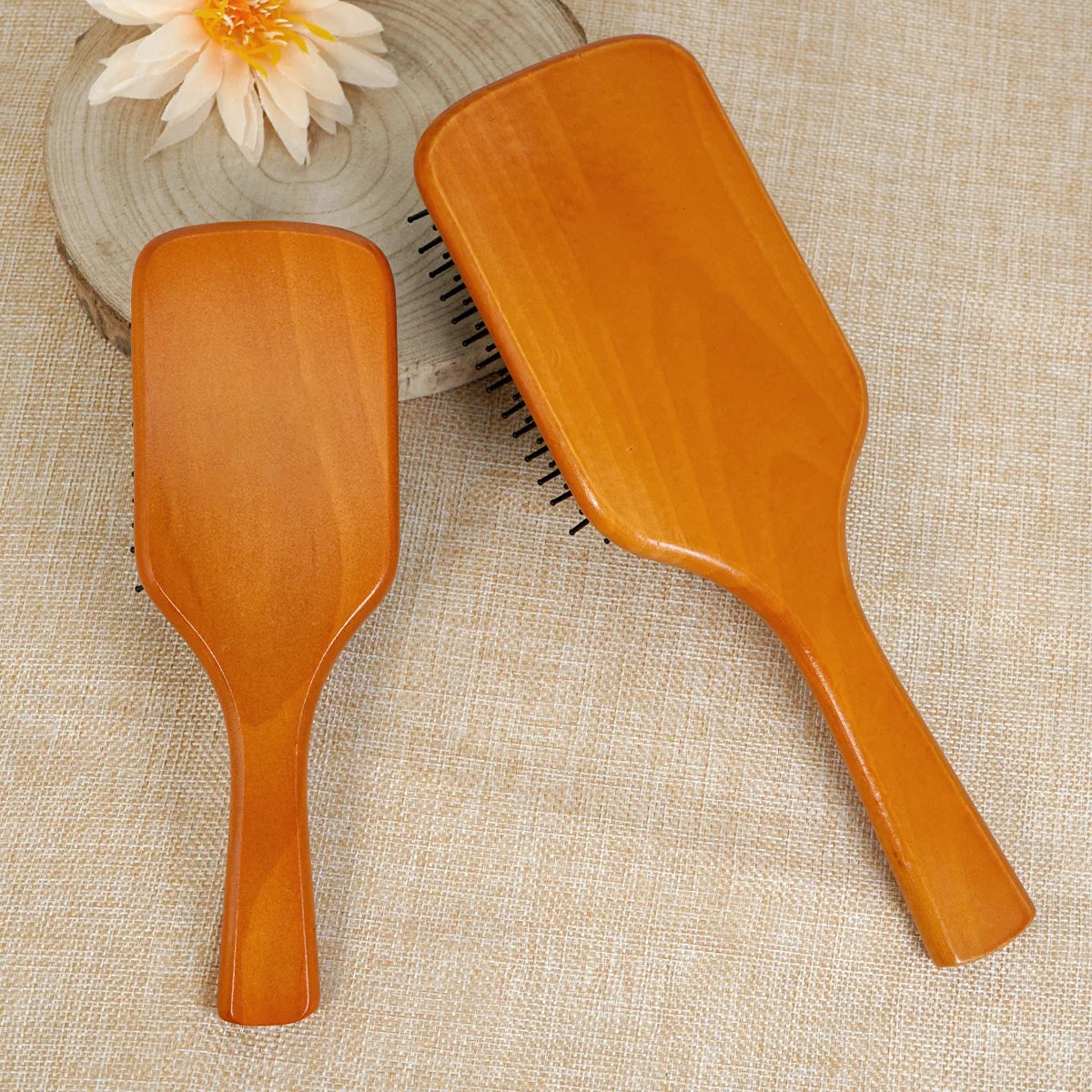 Wooden Paddle Hair Brush Set - Scalp Massage, Anti - Static Detangling, For All Hair Types, Daily Styling & Grooming Oasis Select