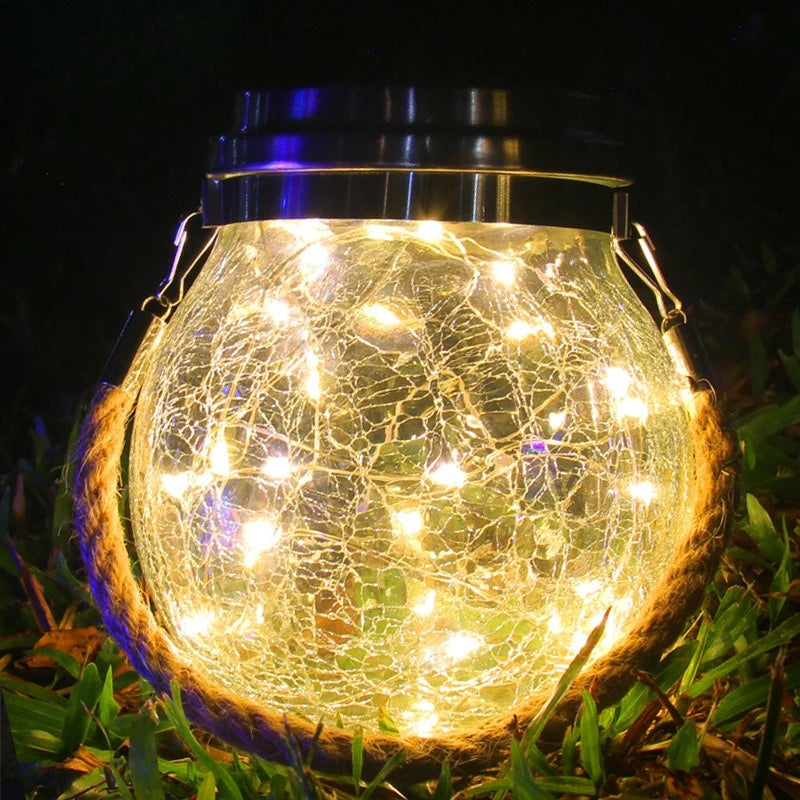 Solar Outdoor Lights Set: Garden Crack/Hanging Bottle Lights Xmas Mason Decor Oasis Select