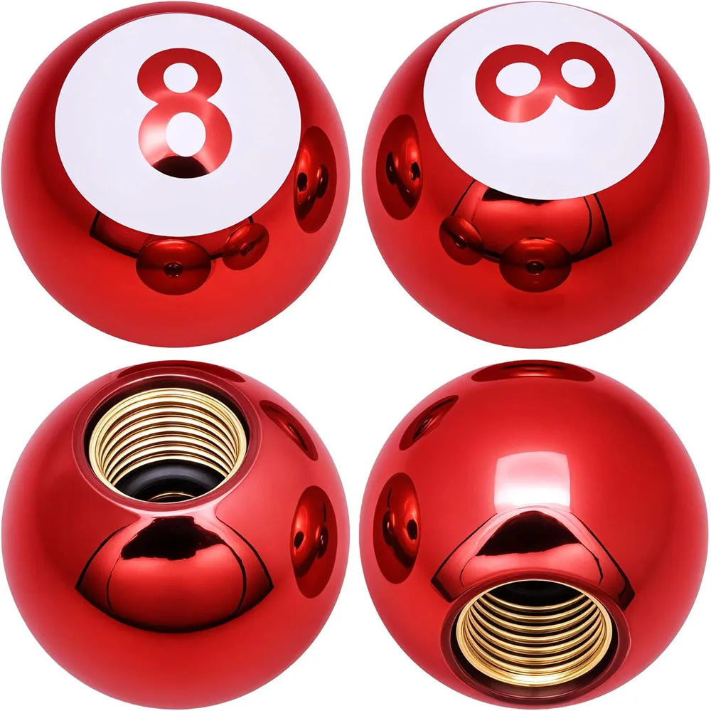 Copper Core Dustproof Tire Valve Stem Covers Pool 8 Ball Style Tire Valve Stem Caps for Cars, SUV, Trucks, Bikes, Motorcycles Oasis Select Red