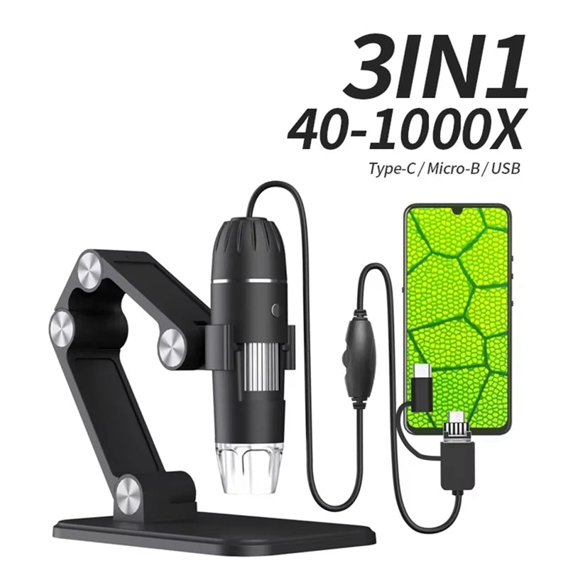 WISH Digital Microscope Handheld USB HD Inspection Camera 50X-1600X With Stand 8 LED Portable Microscopes For PC Smartphone Oasis Select