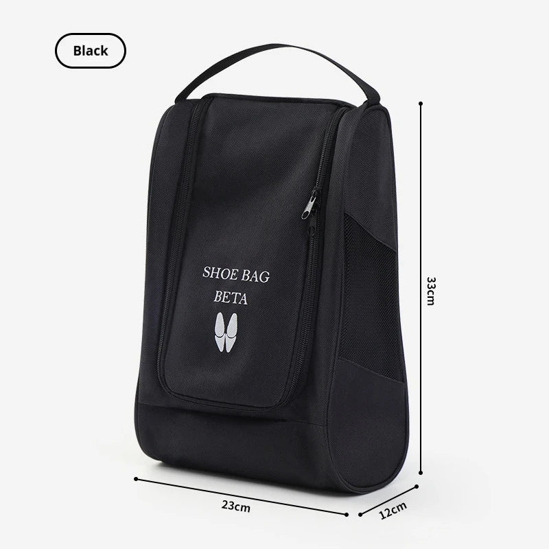 Lightweight Breathable Shoe Bag for Golf & Sports, Portable Oxford Cloth Shoe Carrier Bag, Dustproof Handbag for Travel Storage Oasis Select black-1