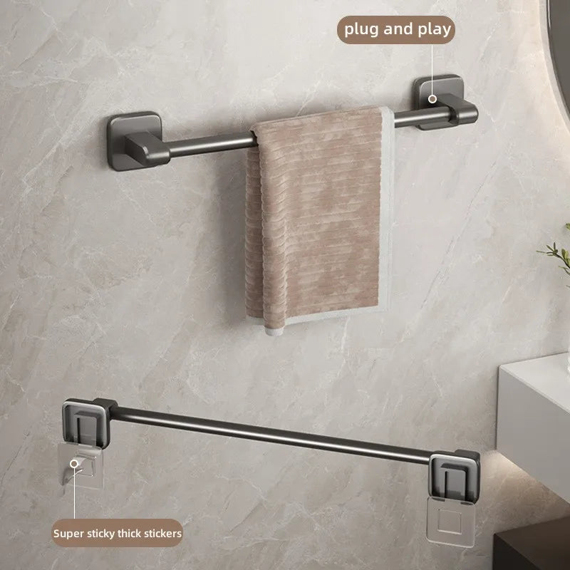 Bathroom Towel Holder White Without Drilling Bathroom Black Towel Rack Towel Bar Self-Adhesive Bathroom Towel Rack Towel Rail Oasis Select