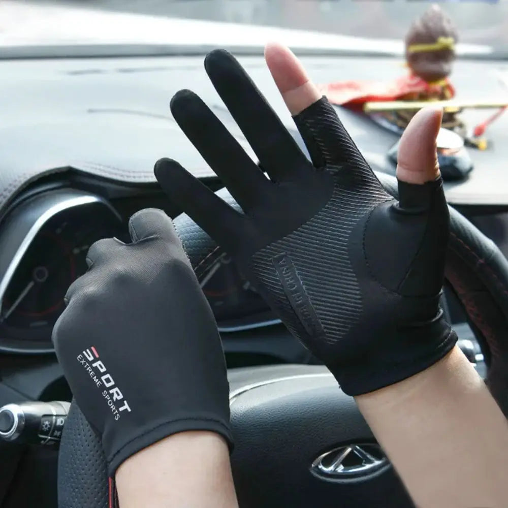 Ice Silk Halffinger Cycling Gloves for Men and Women Outdoor Sports Fitness Driving Fishing Highelastic Comfortable Oasis Select