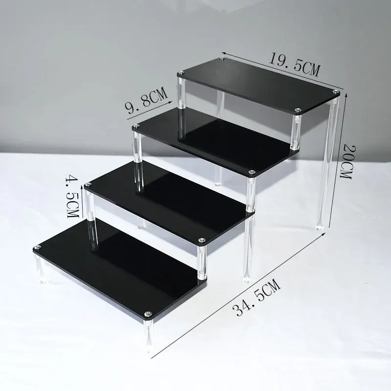 1–5 Tier Acrylic Display Stand | Riser Shelf Rack – Clear & Black