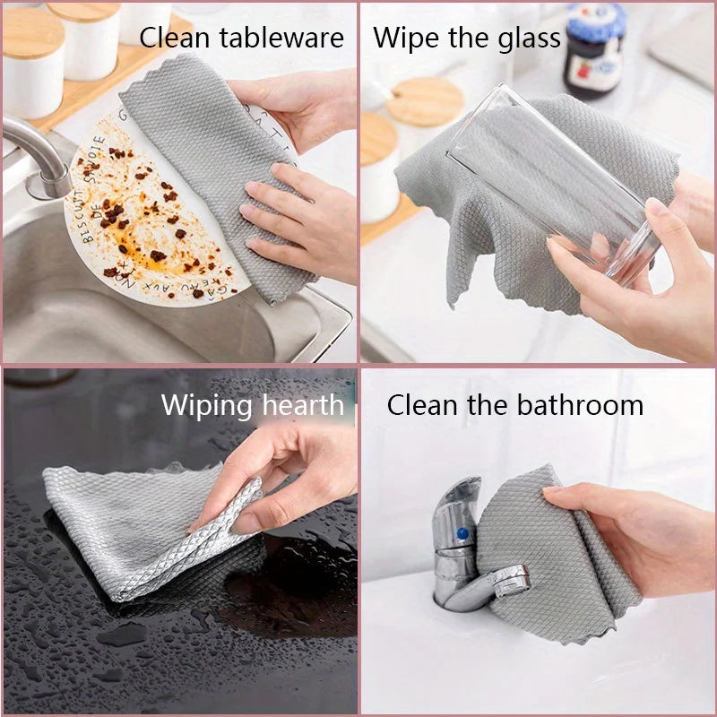 Efficient Glass Cleaning Towel MIrror Cleaning Cloth Absorbent Kitchen Towels 25x25cm Napkin for Glass Dish Washing Wiping Rag Oasis Select