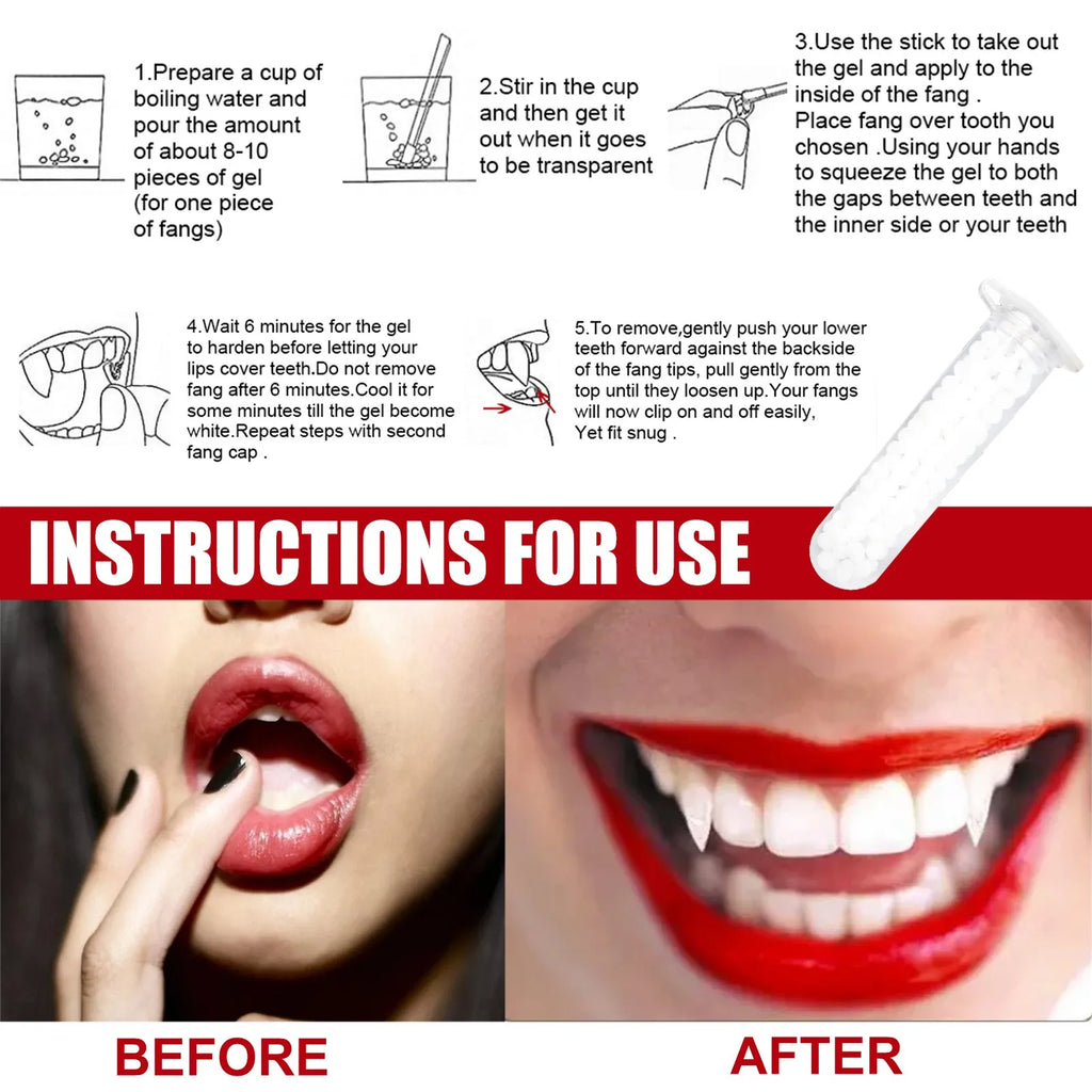 Retractable Vampire Fangs – Halloween Zombie Teeth Cosplay Props Costume Prop Teeth Oasis Select
