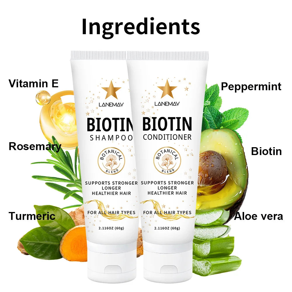 Biotin Shampoo & Conditioner Set – Botanical Blend, All Hair Types