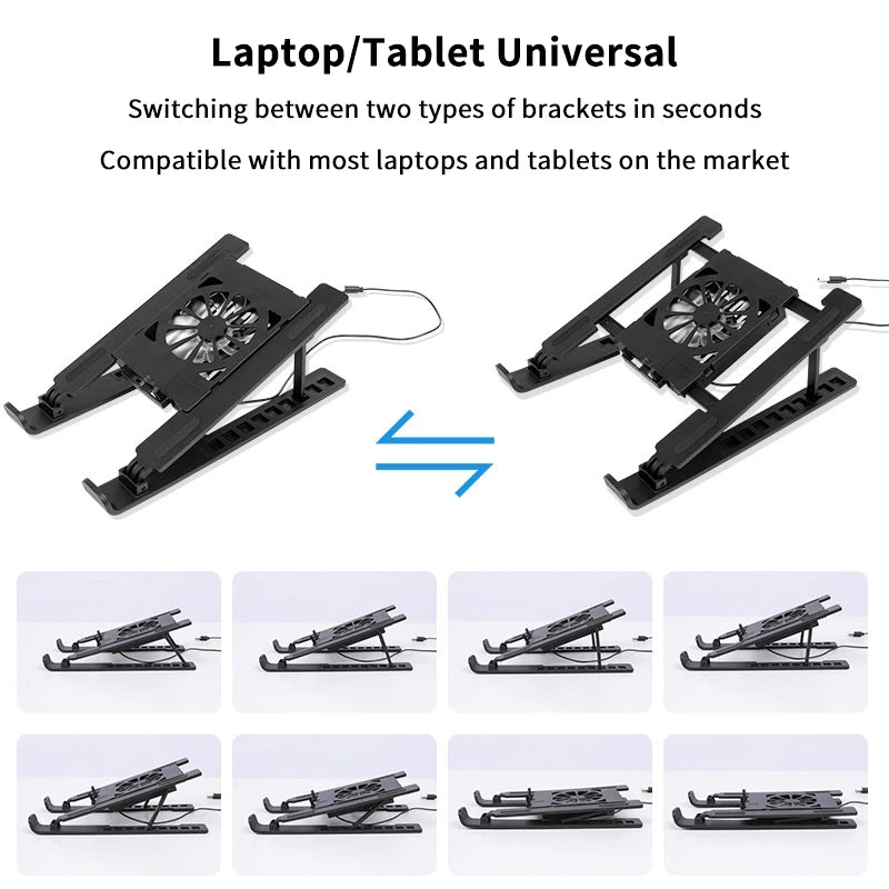 Laptop Cooler Base Stand Foldable Laptop Cooling Pad Holder Portable Notebook Radiator Bracket Heighten Rack With 1 Cooling Fans Oasis Select