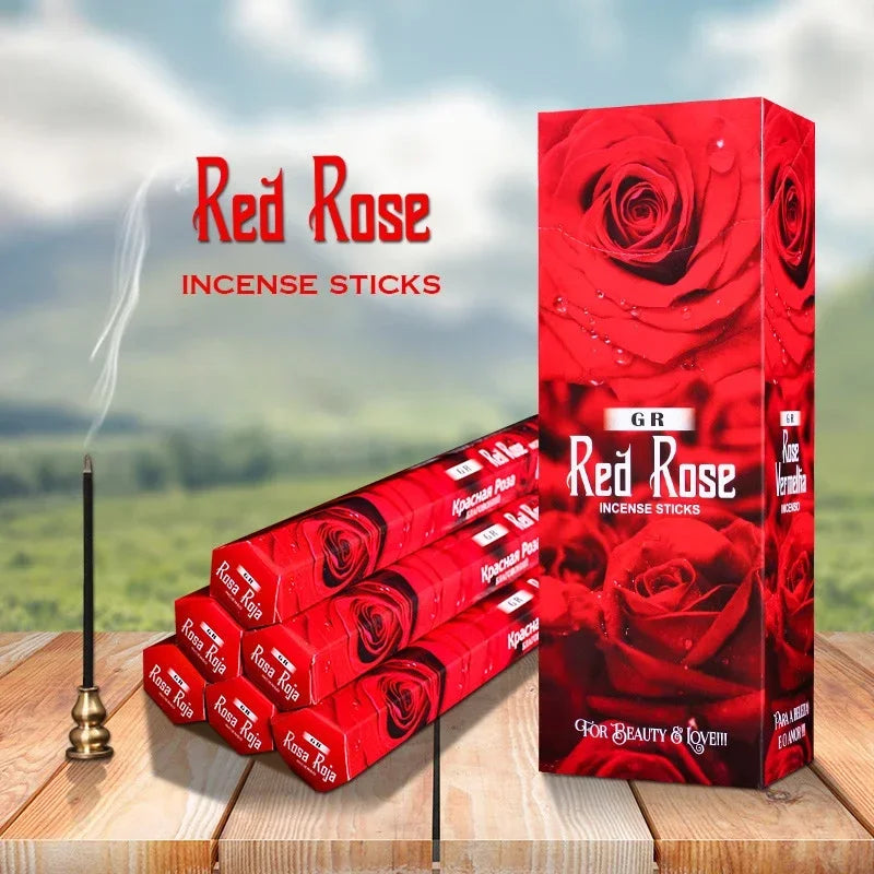 40/20 Sticks Incense Original GR Sandalwood Stick Jazmin Sri Ganesh Royal Oudh Indian Aroma Stick for Home Meditation Incense Oasis Select Red Rose 1 small box-20sticks