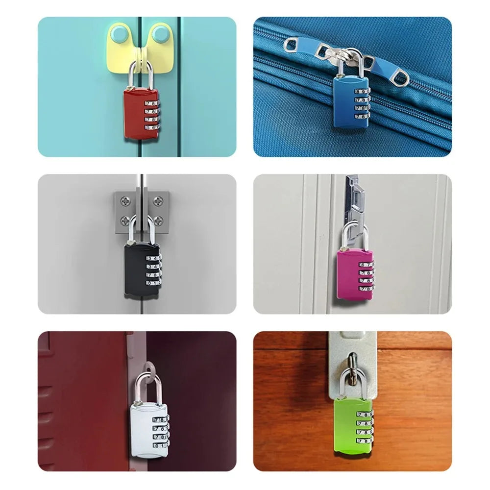 Mini Lock Resettable 4 Dial Digits Code Number Password Combination Padlock Travel Security Lock for Luggage Lock Padlock Gym Oasis Select