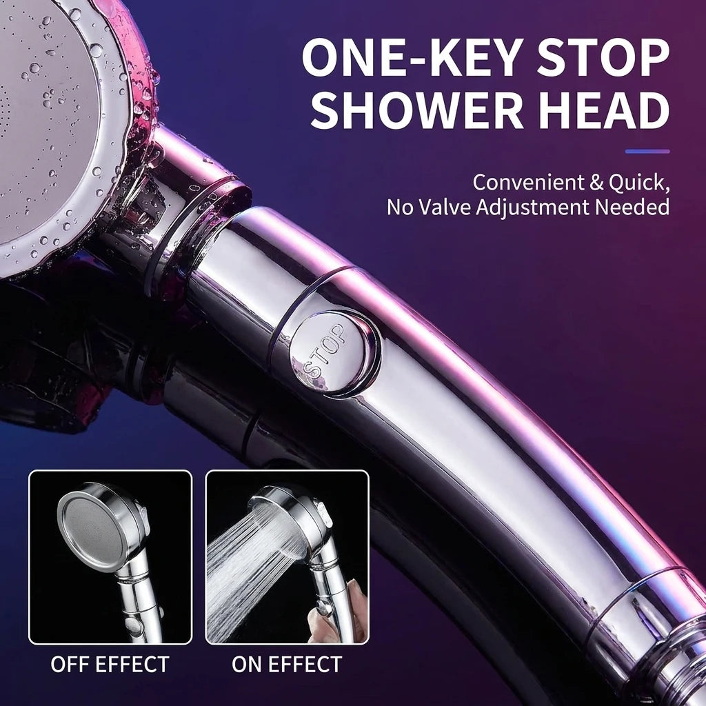 Handheld High-Pressure Bathroom Shower Head, Water-Saving Design with 4-Speed Modes & LED Digital Temperature Display Oasis Select