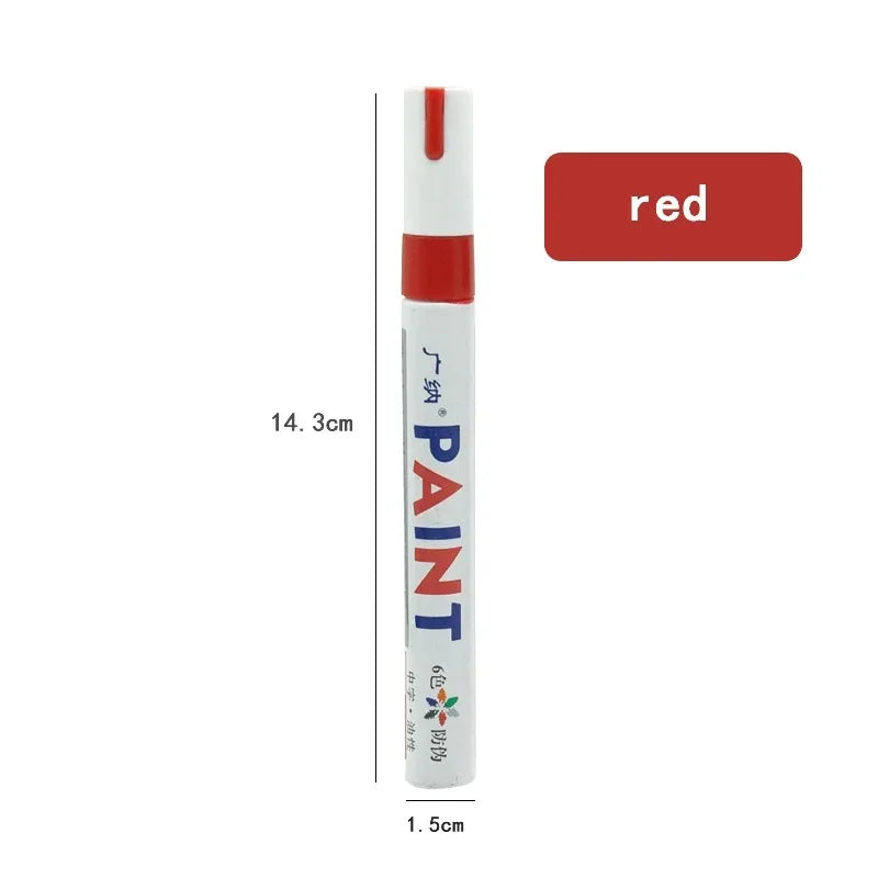 White Waterproof Cars Wheel Tire Oily Mark Pen Auto Rubber Tyre Paint Pen Cd Metal Permanent Paint Marker Graffiti Touch Up Oasis Select Red