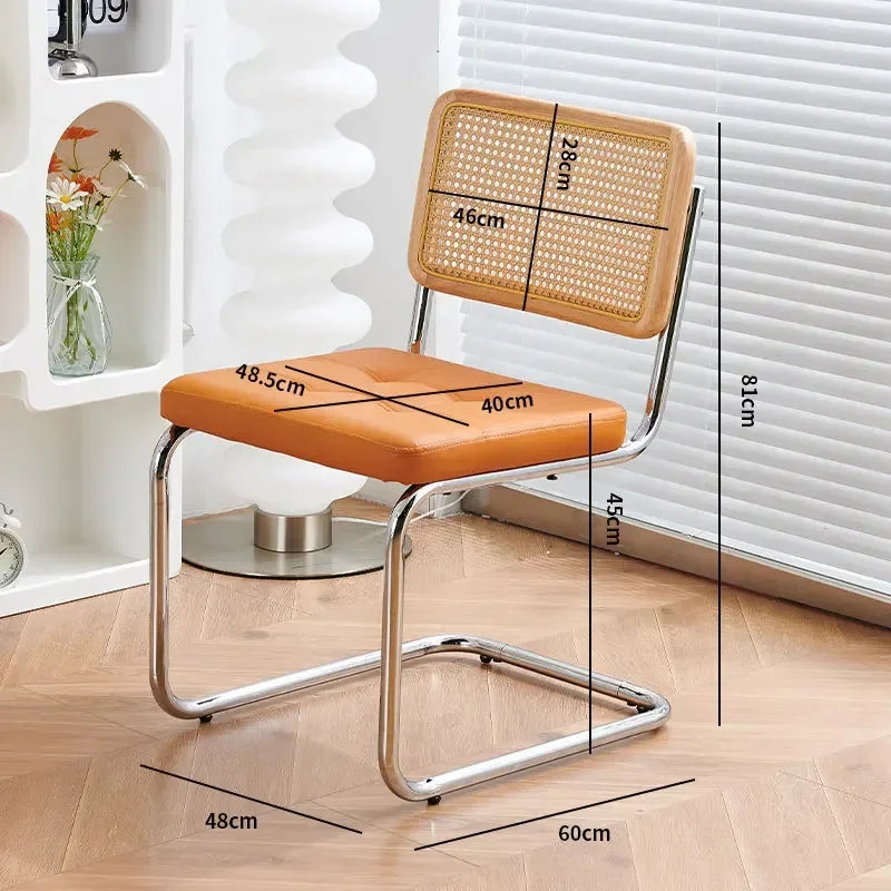 Multi-functional Nordic woven rattan chair, household dining table, chair, dining chair, study, living room, back chair Durable Oasis Select Log color-A