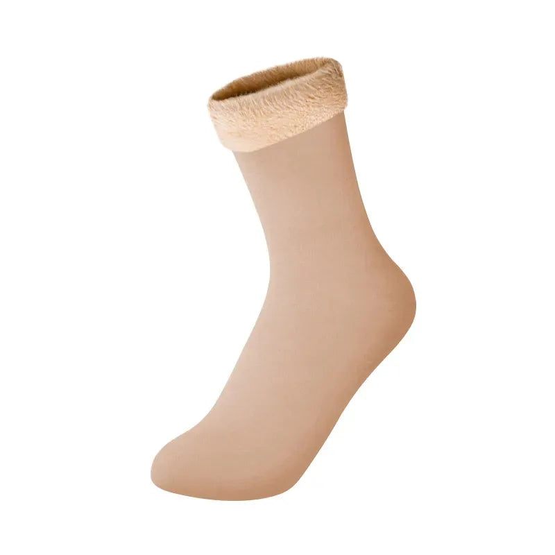 1/2/3pairs Snow Socks Middle Tube Solid Winter Plus Velvet Thick Keep Warm And Cold Socks Comfortable Mens Womens Floor Socks Oasis Select