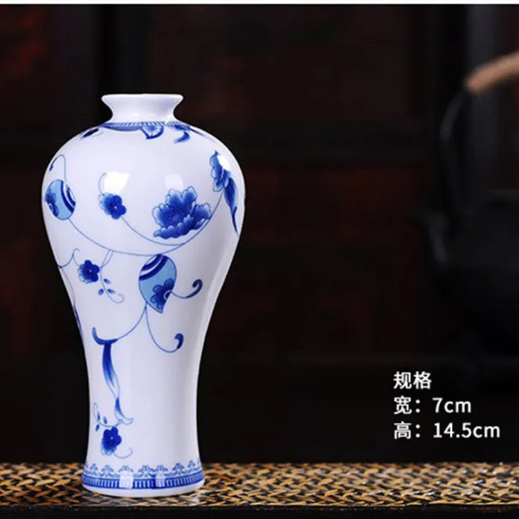 Chinese Table Antique Blue White Porcelain Vase Decoration Crafts