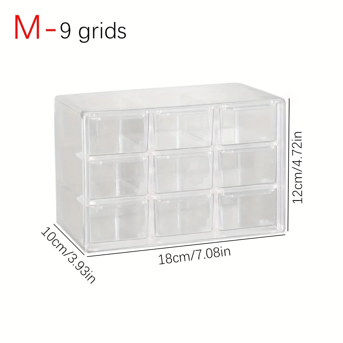 1pc Drawer Style Multifunctional 6/9/12 Grid Stackable Bead Storage Box Transparent Acrylic Desktop Jewelry Display Box Oasis Select 9gird-transparent