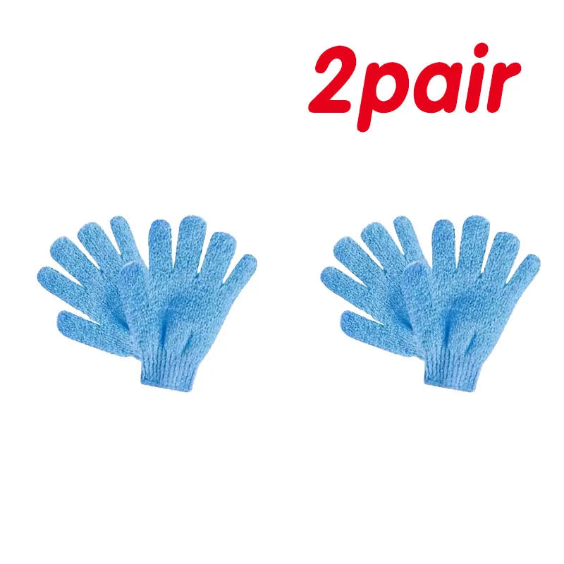 1/2pair Five Fingers Bath Gloves Household Shower Scrub Body Wash Children Home Supply Elastic Wipe Back Bathing Cleaning Gloves Oasis Select 2pairs blue