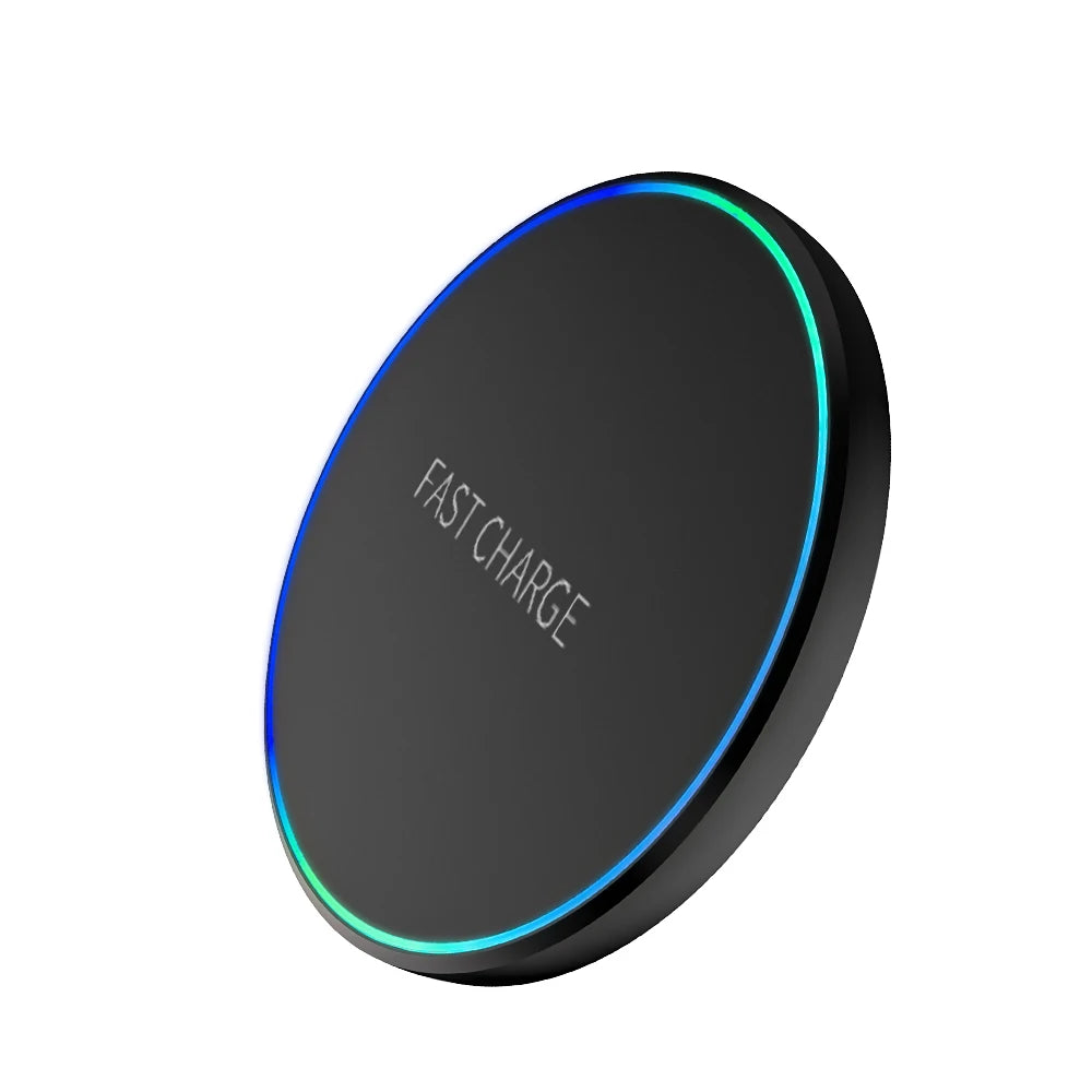 Induction LED Light Charging Station Mini Fast Wireless Charger Pad For iPhone 17 16 15 14 13 11 Pro Max For Samsung Xiaomi Oasis Select Black No Cable