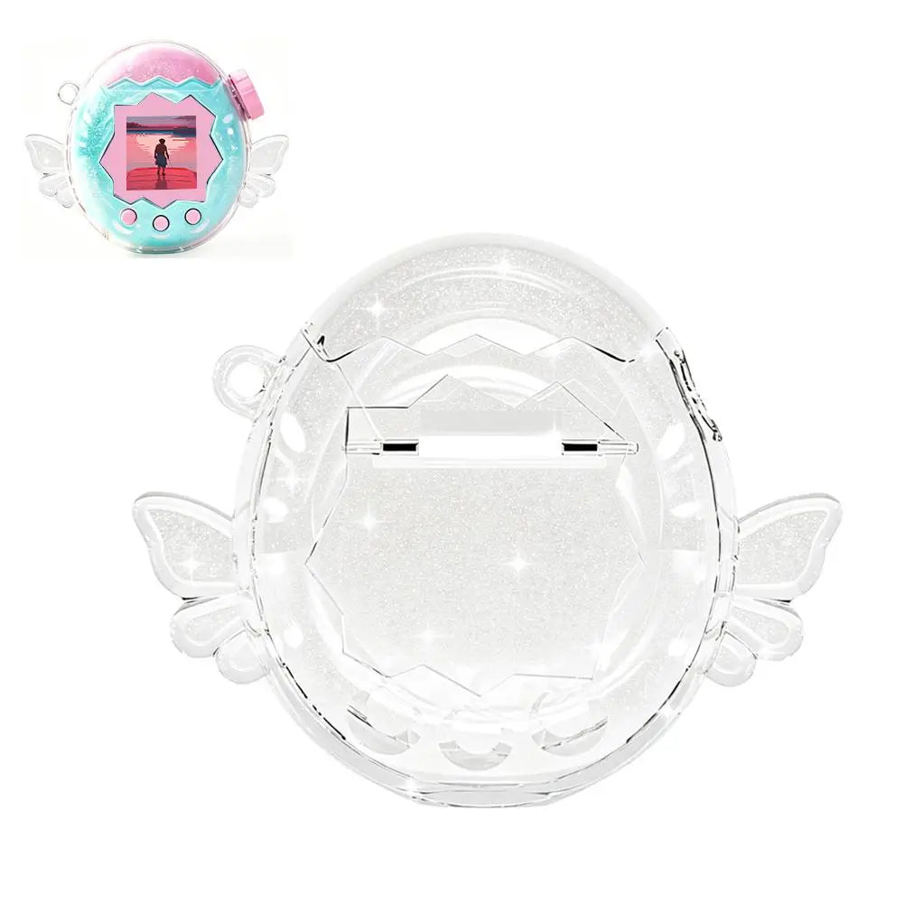 For Tamagotchi Paradise Protective Case Glitter Clear Shell Cover Shockproof Scratch-Resistant Protector for Angel Virtual Pet Oasis Select glitter angel