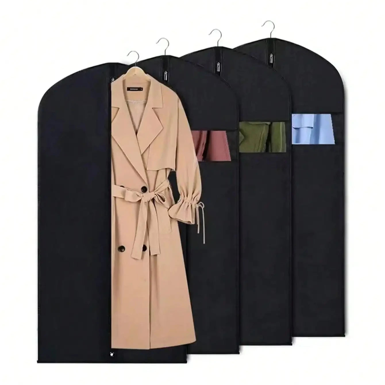 5-Pack Clothes Dust Cover Wardrobe Storage Bag Clothes Dust Bag Mink down Jacket Coat Storage Hanging Dust Cover Oasis Select