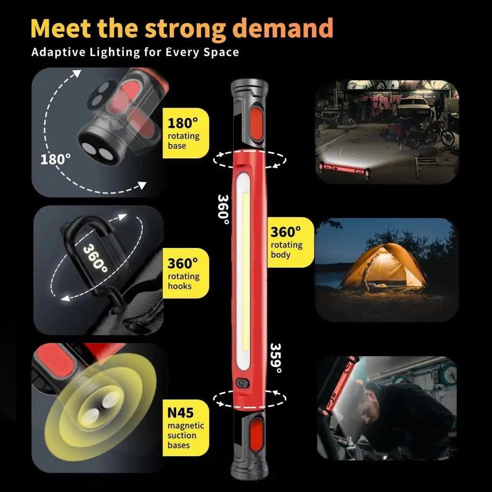 360° Magnetic LED Work Light – 20W COB, 5200mAh Battery