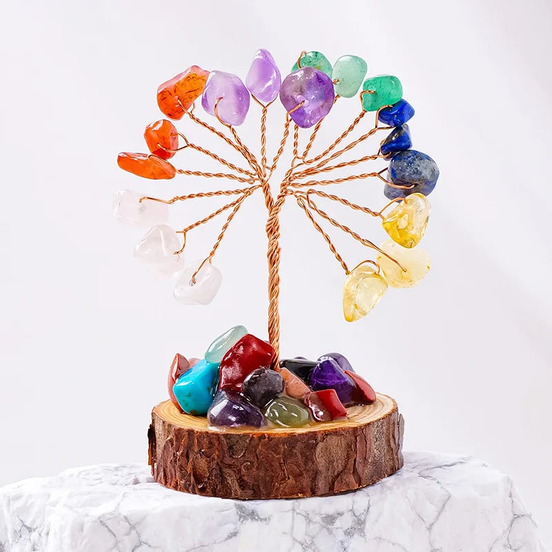 Lucky Mini Tree Natural Crystal Wire Winding Amethyst Citrine Gravel Home Office Feng Shui Decoration Crafts Money Trees Gifts Oasis Select 11